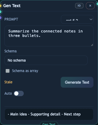 Gen Text node in ThreaderGen.