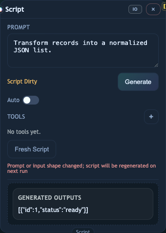 Script node in ThreaderGen.